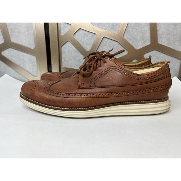 Cole Haan Grand Long Wing II Leather Brown C21133 Men Sz 10 M Oxford Derby Shoes